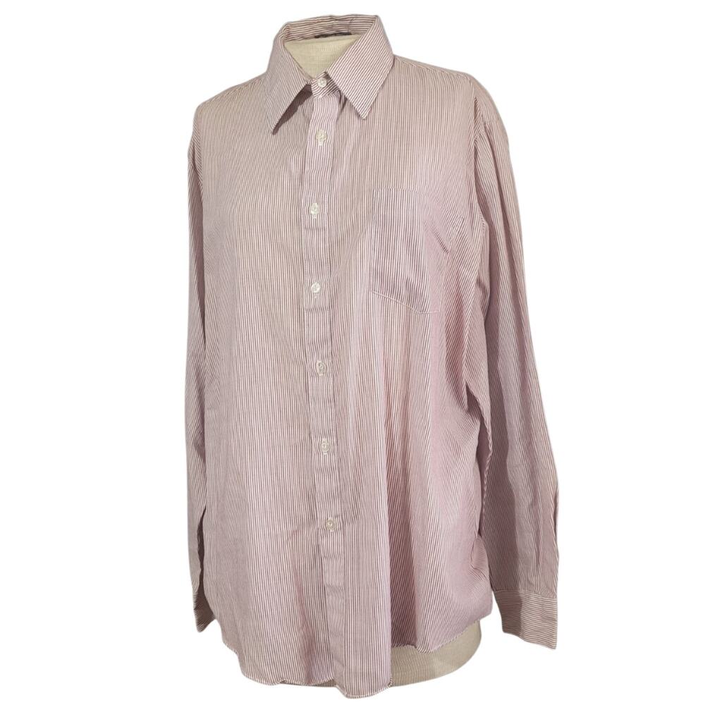 Vintage 70s Pin Striped Button Down Long Sleeve Shirt Size Large